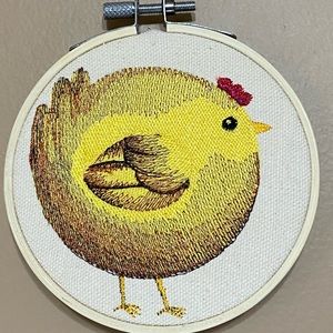 Chick Farmhouse Embroidery Hoop